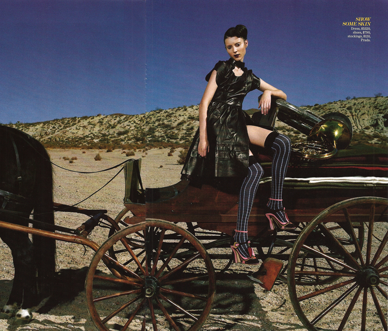 Illustration for article titled Marie Claire's "Outlaw" Look: $13,000 Gown & Black Lipstick